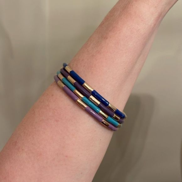 Vintage Brass and Enamel Bangles, Shades of Blue & Purple - Picture 16 of 16